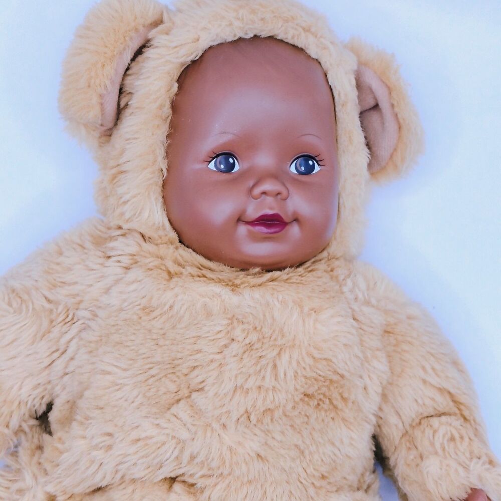 Anne Geddes Baby Teddy Bears African American Plush Toy Doll 1997 15"